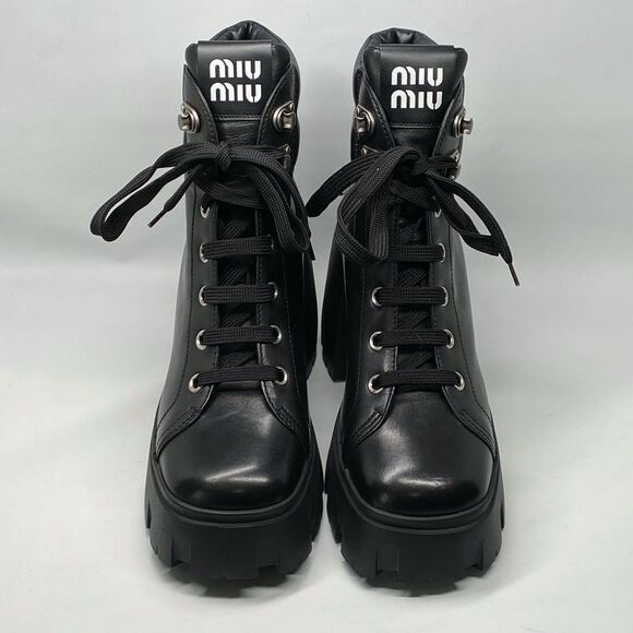 Miu Miu Block Heel Platform Combat Boots size 41 - Picture 5 of 16